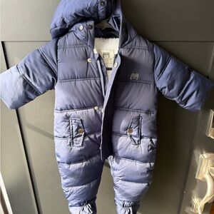 Navy Blue Puffer Snowsuit with Hood
